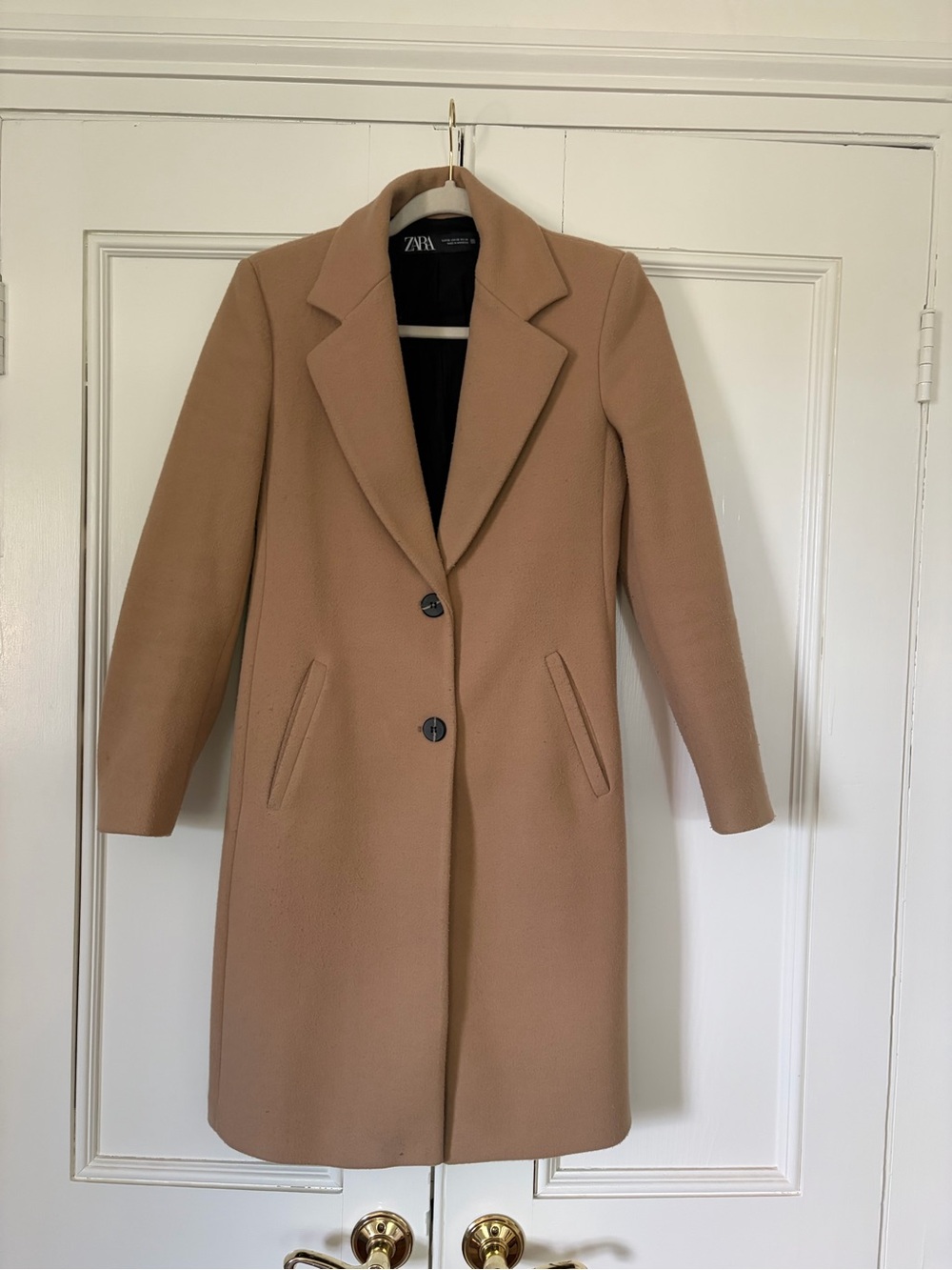 Zara Camel Single-Breasted Winter Coat